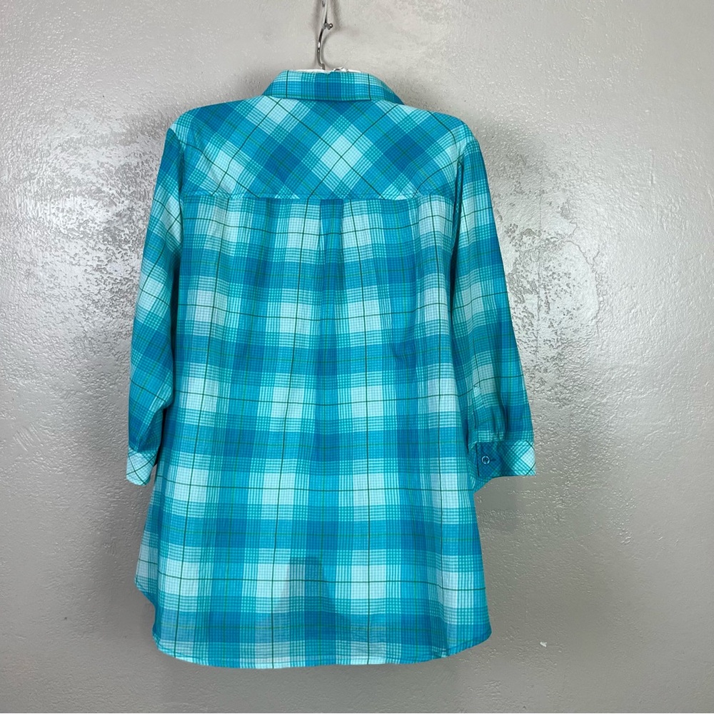 Christopher & Banks Shirt Top Women's XXL Blue Green Plaid 3/4 Sleeves 5 for $30 - Picture 5 of 15